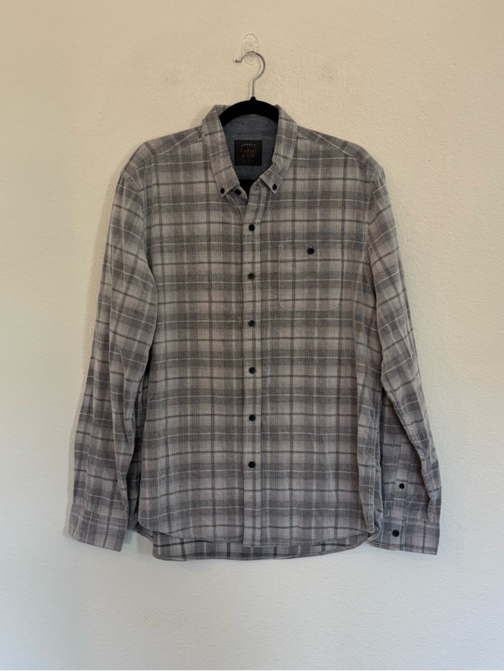 Copper & Oak Mens Long Sleeve Plaid Corduroy Shirt